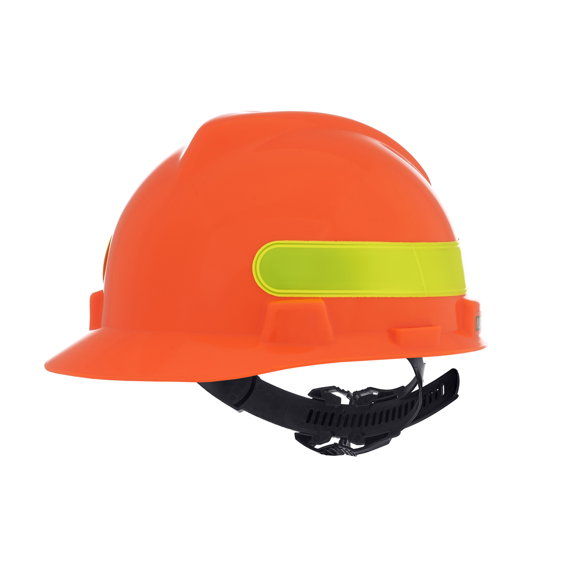 V-Gard Slotted Cap, Hi-Viz Orange w/Yellow-Green Stripe, w/1-Touch Suspension